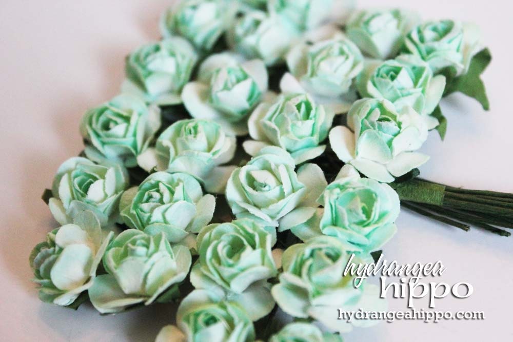 Mint Julep -  Mini Roses - Set of 24 on Wire Stem