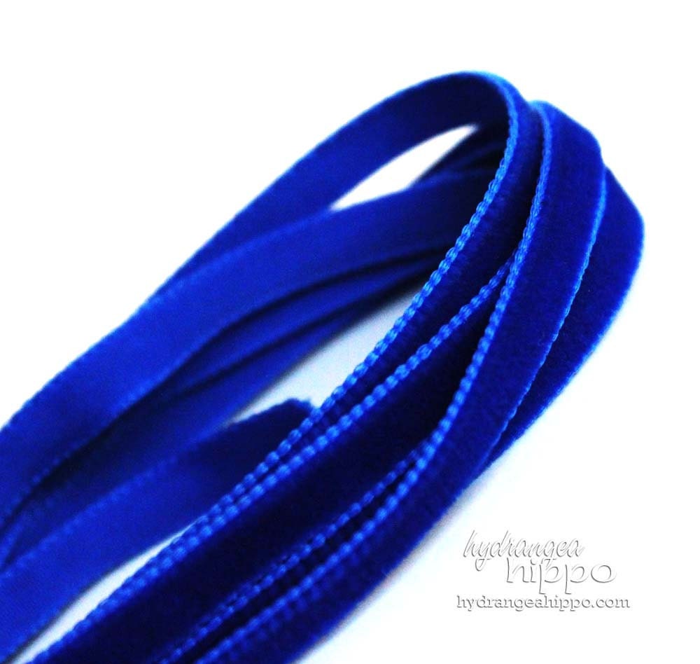 Gorgeous RICH Cyan BLUE Velvet Ribbon Trim- 3 Yards