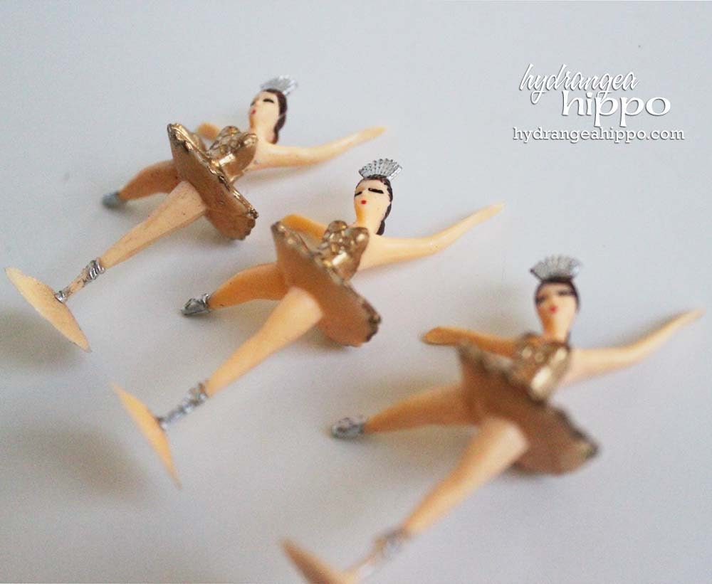 Set of 6 Vintage Style GOLD Ballerina Figurines