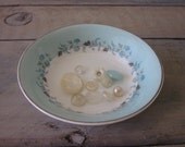 Vintage Ironstone Bowl Blue Aqua Grey Flowers Johnson Bros
