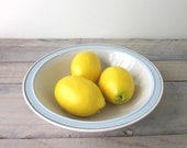 Stoneware Farmhouse Serving Bowl with Pale Blue Stripe