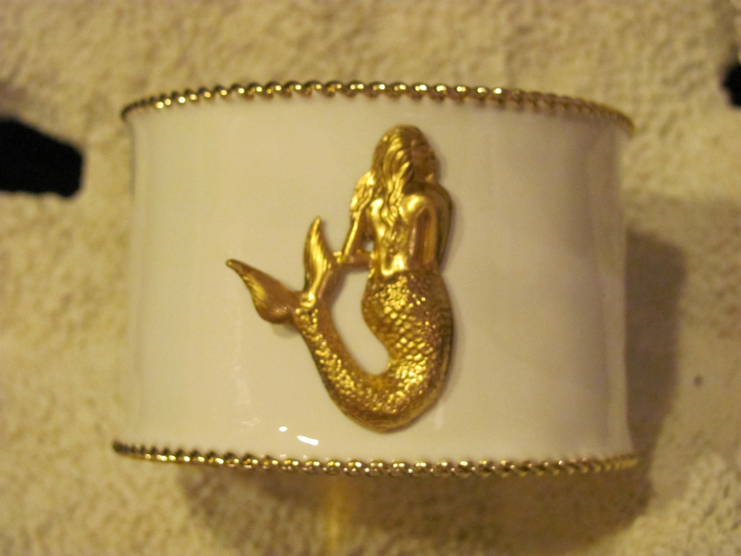 Cuff Bracelet: White with Mermaid - Pop of Color Nautical Cuffs