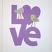 Kids Wall Art, Children's Room Art, Baby Girl Nursery Decor, Purple, Lavender, Green, Love Birds, 8x10 Print
