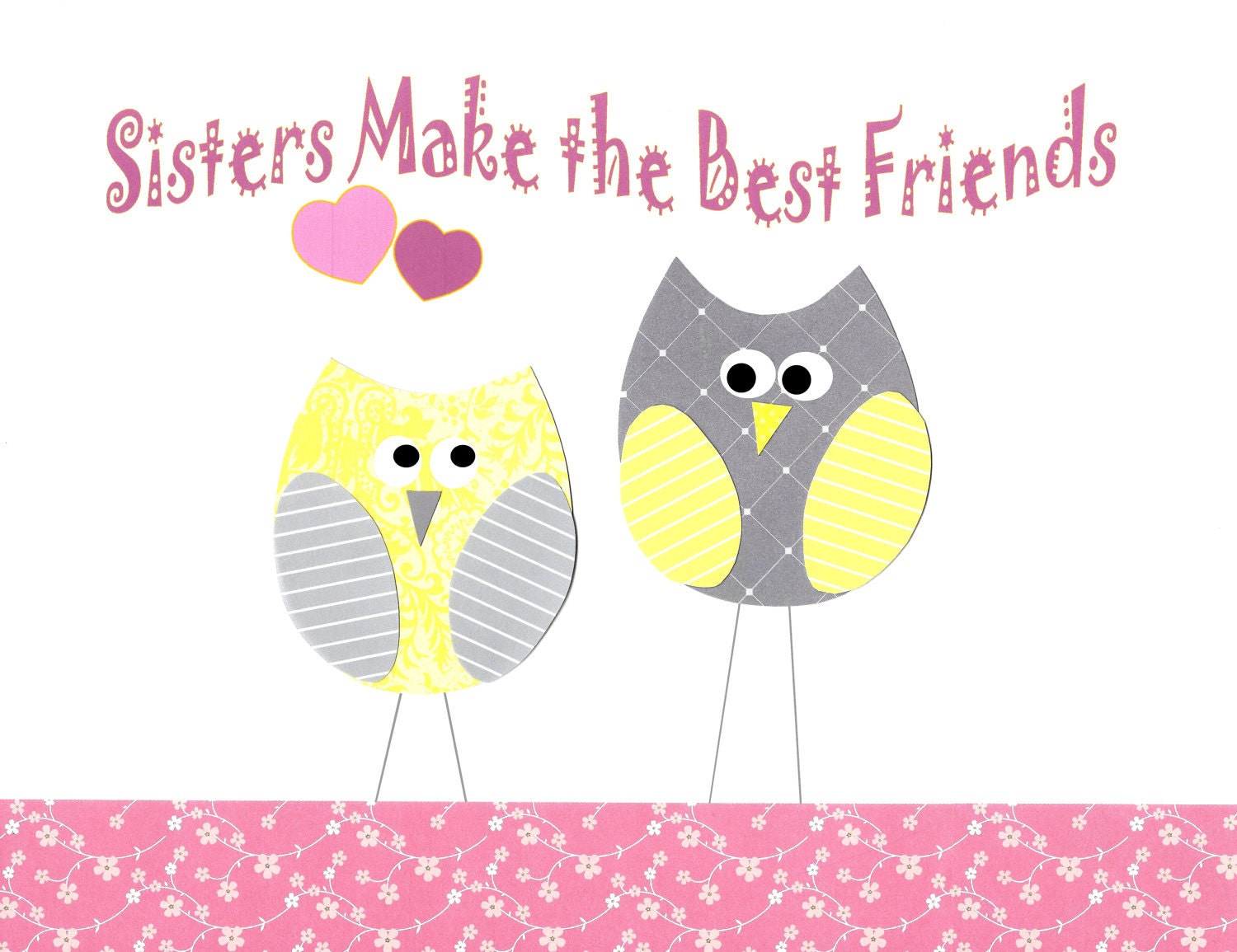 Kids Wall Art, Children's Room Decor, Nursery Room Art Decor, Owls, Sisters Make The Best Friends, 8x10 Print
