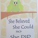 She believed she could so she did, Children's Art Decor, Baby Girl Nursery Decor, Kids Wall Art, Owl, Green, Tan, Verse, 8x10 Print