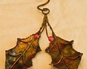 Copper  Christmas Holly Leaves