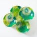 60's MOD Snack Set - Blue Green Floral Bowls & Platter with Holder
