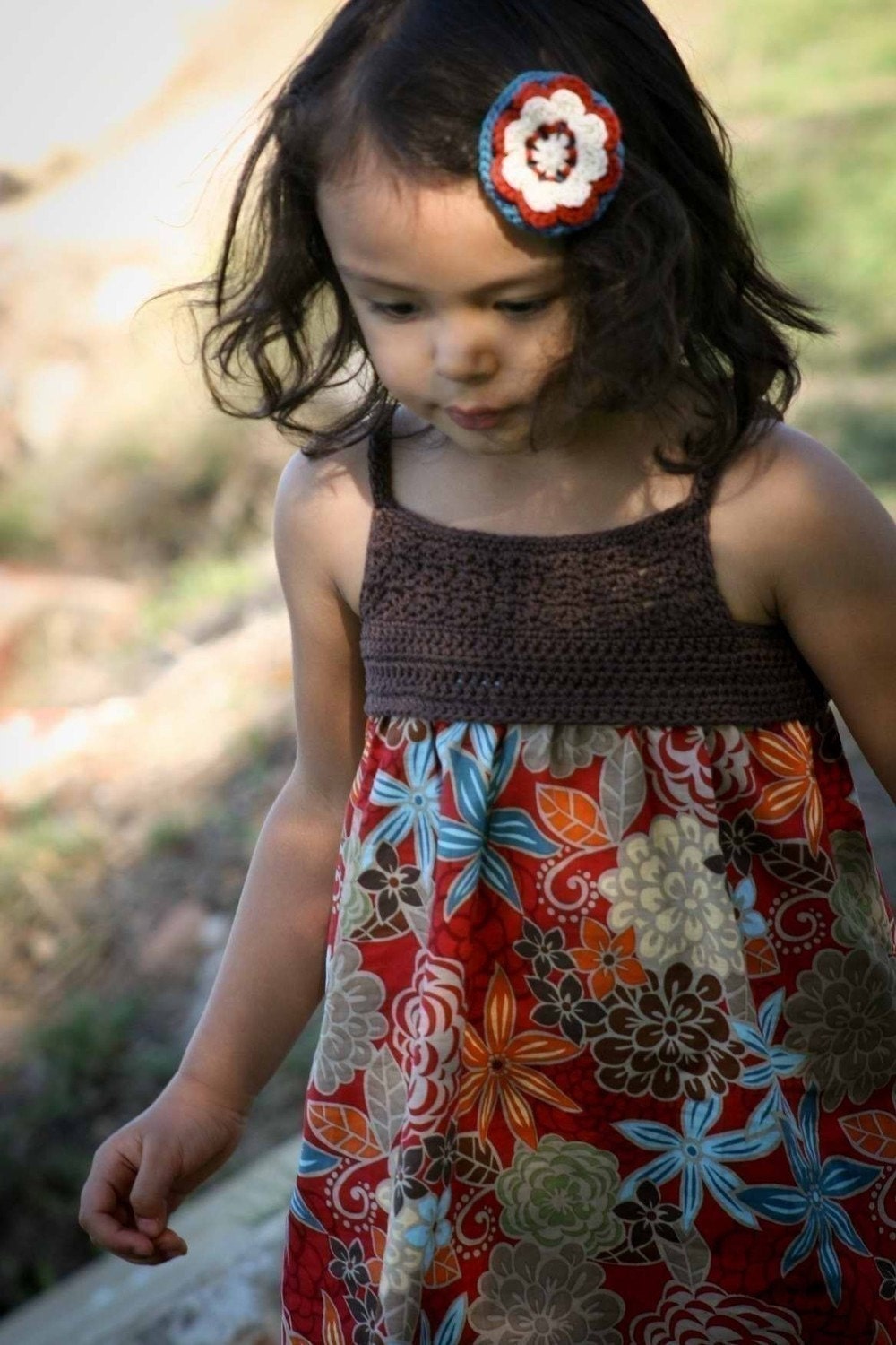 Crochet Dress Pattern - Make Your Own Girls Crochet and Fabric Summer Dress - Pattern Tutorial FOUR Sizes 4 to 7 Yrs Emailed2U