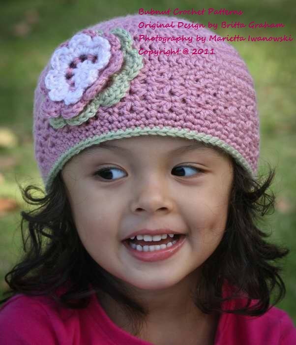 Girls Blossom Beanie Crochet Hat Pattern No.202 Emailed2U NINE sizes from newborn to adult uses DK Weight (Australian 8ply) Yarn
