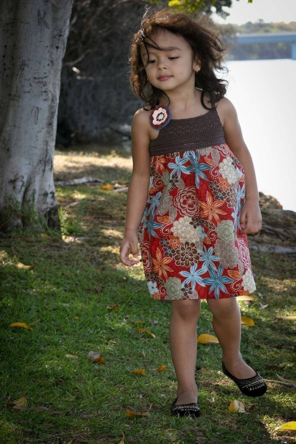 Crochet Dress Pattern - Crochet and Fabric Summer Dress Pattern Tutorial with SEVEN Sizes 1 to 7 Yrs Emailed2U