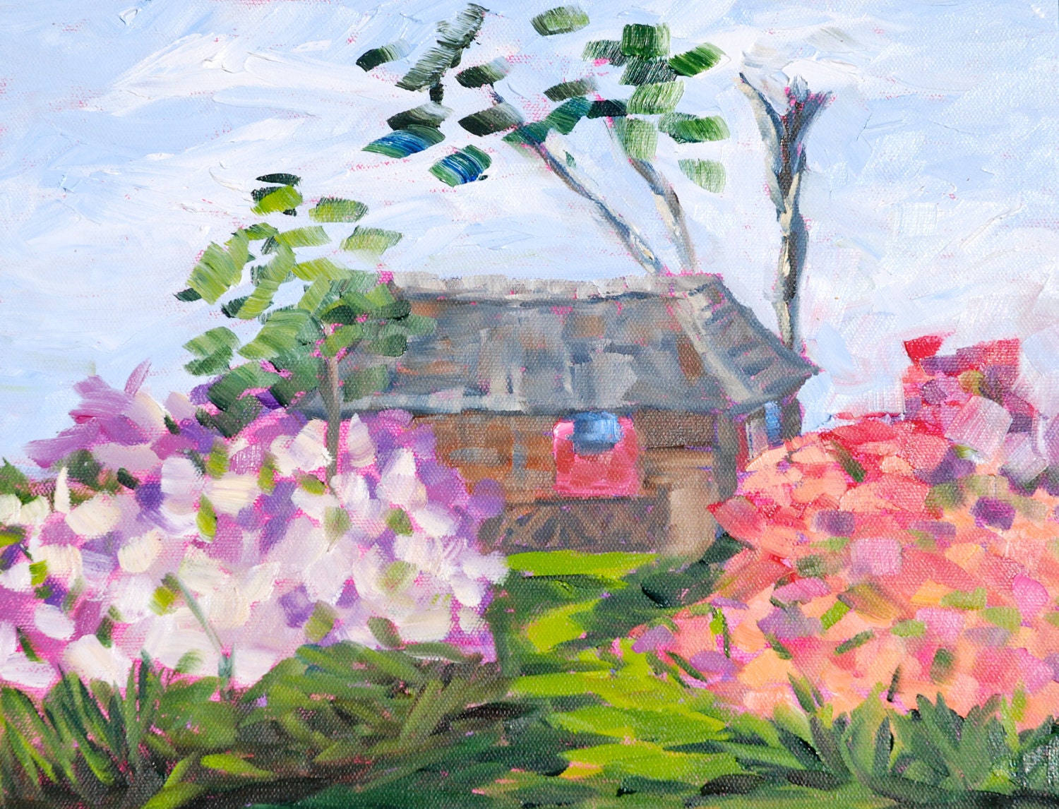 Original OIl Painting Fine Art Impasto Texture Abstract Impressionist Landscape by Rebecca Croft