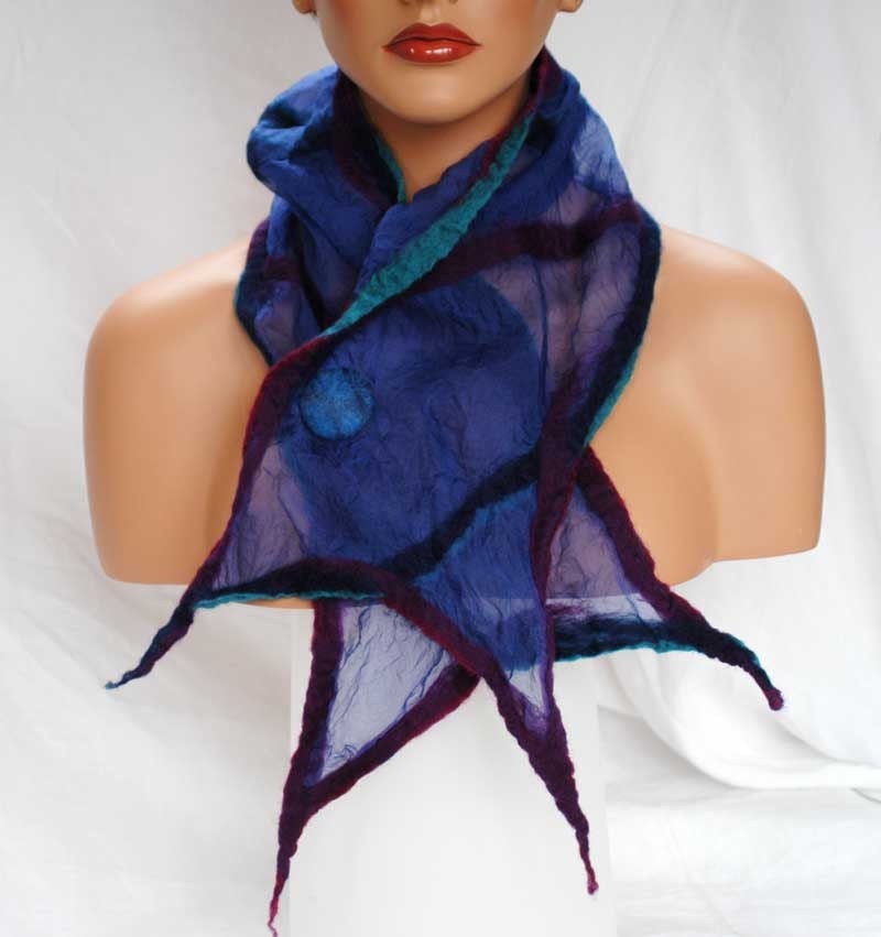 Indigo Flow Neckscape - silk scarf