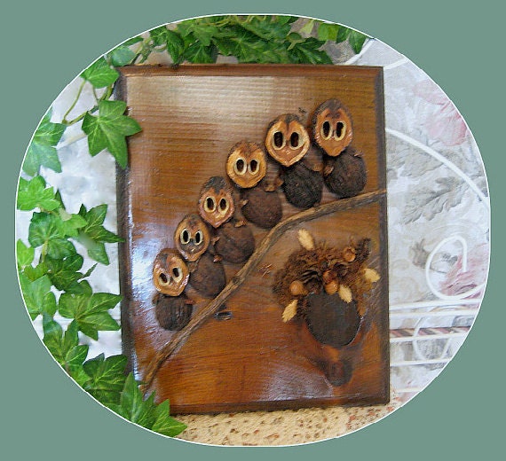 Owl Decor, Owl Wall Hanging, Vintage Bird Decor, Rustic Decor, Nature, Wood Plaque, Retro Kitsch Wildlife Whimsical Woodland Animal Hoot Owl