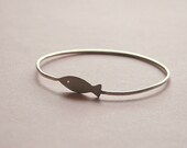 Sterling Silver Fish Bangle Bracelet