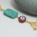 Gold Plated, Turqoise Gemstone, Evil Eye Beads Keychain Home, Key,Home Deco