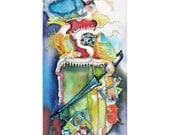 Silk painting Lady Umbrella