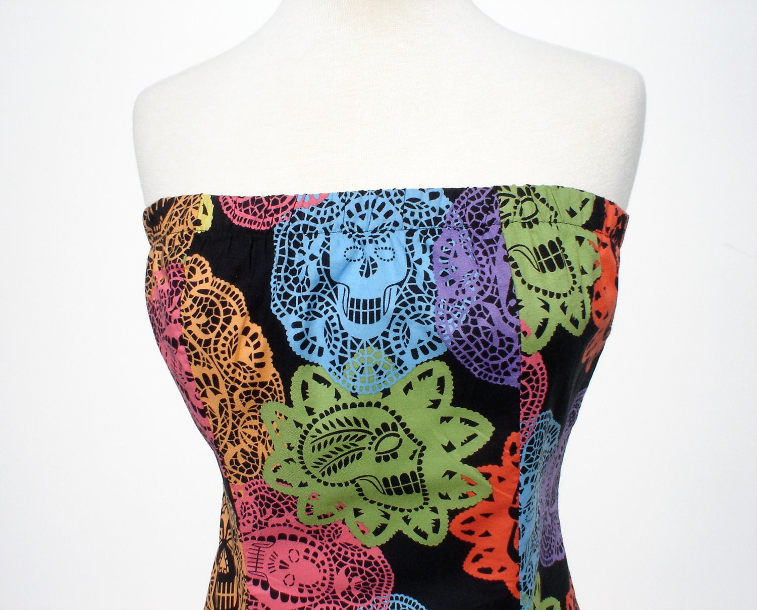 Day of the Dead Strapless Dress Papel Picado Dress / Cute Alternative to Bridesmaids Dress