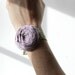 Rosette Bracelet Stretch Lace Margarita Green Lace and Lilac Purple Flower Stretch Cuff Rosette Bridal Wedding or Just Because 2 inch