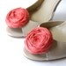 Rosette Shoe Clips Sunset Orange Silk Flower Shoe Clips with Bluette Clips Bridal Party Designer Shoe Accessory Wedding Beyond 2.25 inches