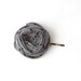 Rosette Bobby Pin Gray and Black Polka Dot Rosette Spotted Dotted Charcoal Gray Flower Hair Pin 1.5 inch