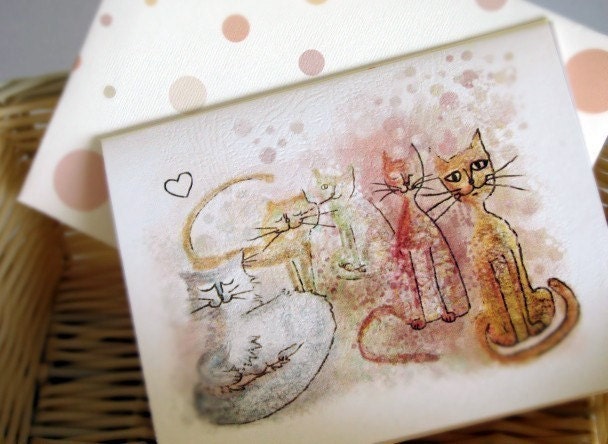 Printable Stationery Set - Mysterious Cats - Cards, Gift Tags, Envelopes, Shopping List
