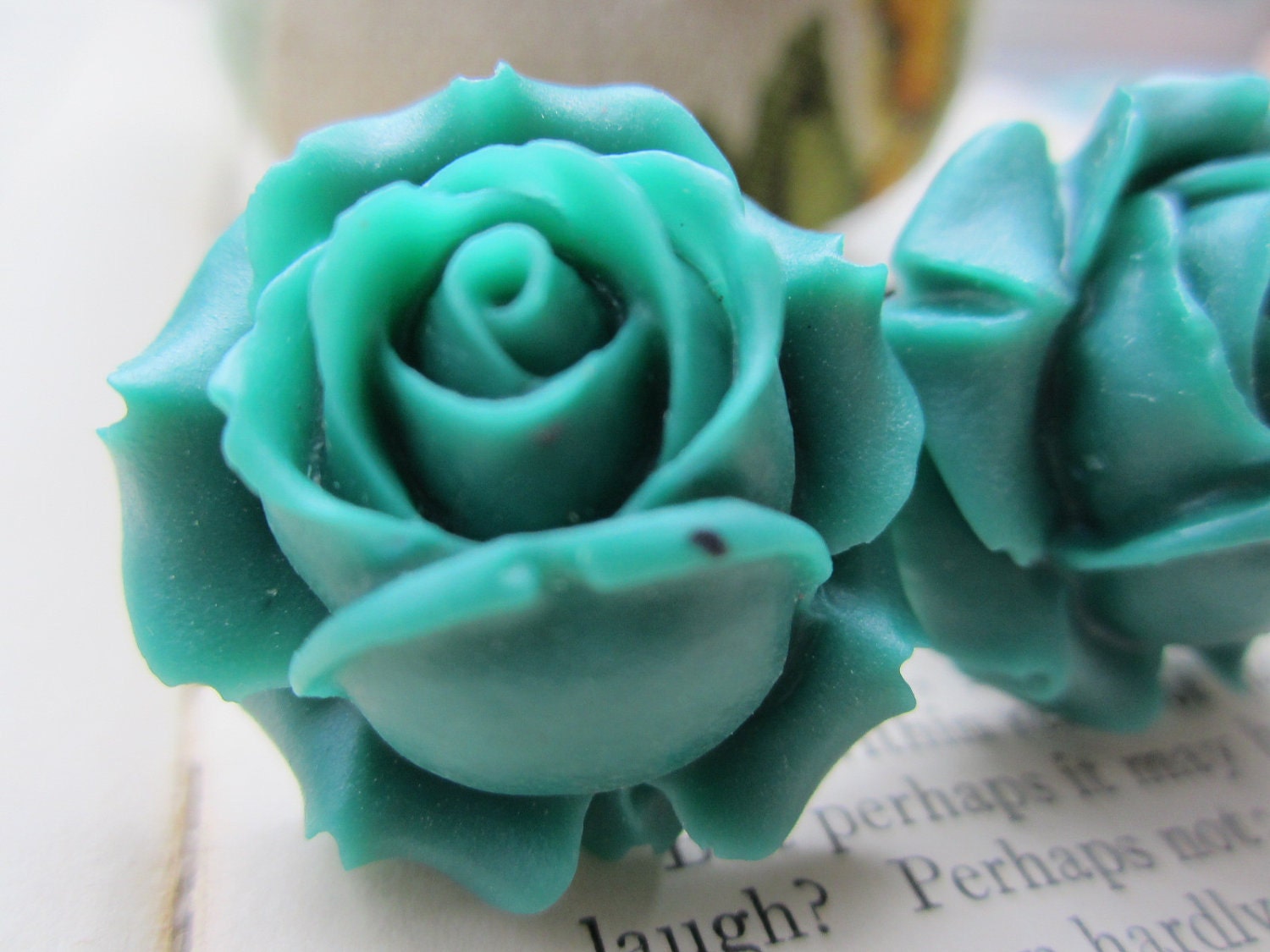 Gauges - Plugs - LARGE Teal Roses