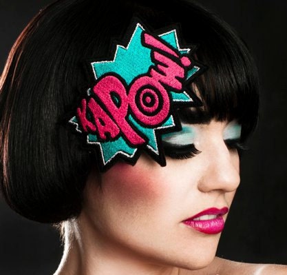 KAPOW Headband, Cartoon Style, Turquoise & Hot Pink