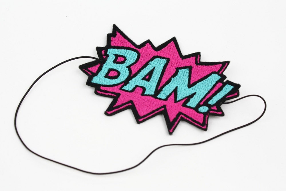BAM Headband, Comic Inspired, Grey & white