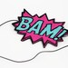 Headband, Comic BAM, Onomatopoeia Headband, Yellow and Hot Pink