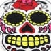 Sugar skull headband Dia de los muertos, in white with red rhinestones