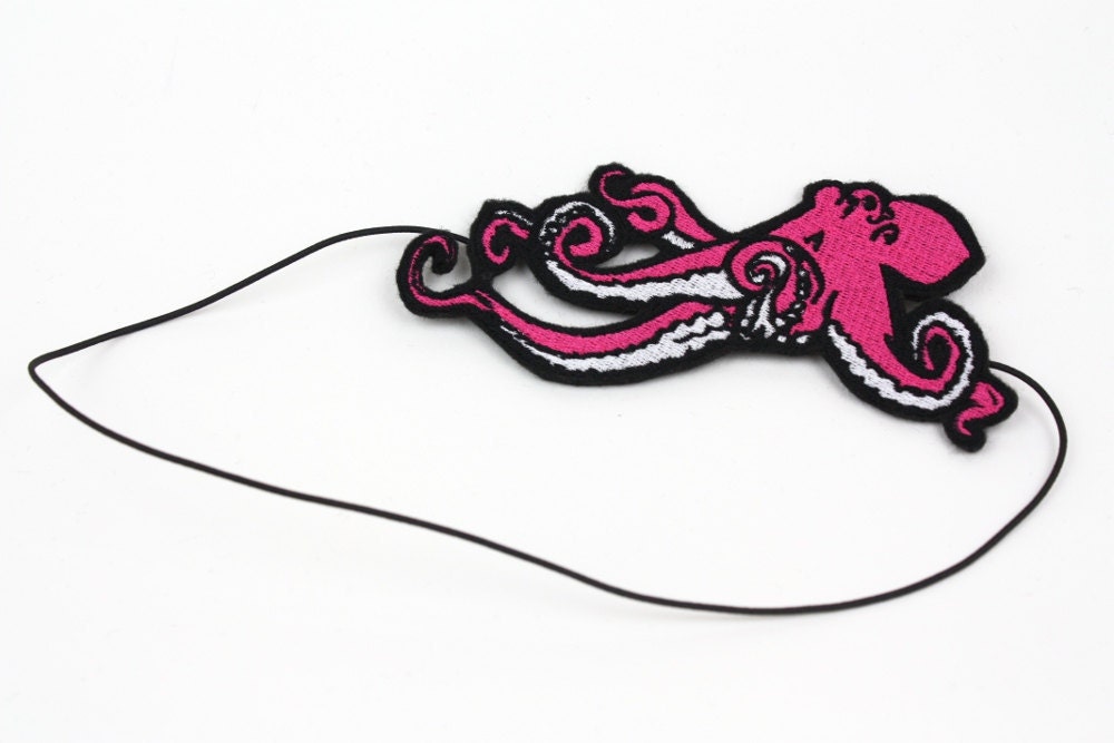 Octopus Embroidered Headband in Orange