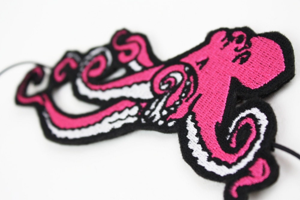 Octopus Embroidered Headband in Orange