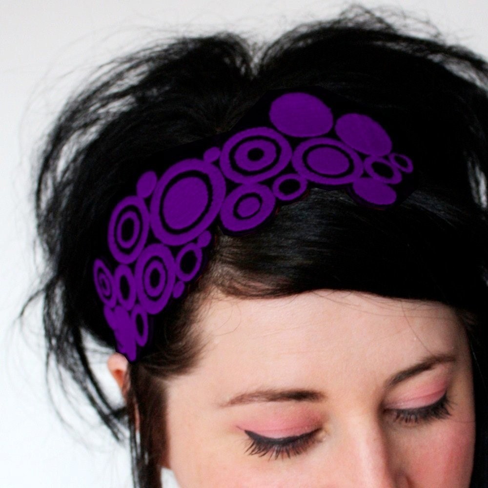 Hypotrochoids Headband, Neon Pink, Yellow, Turquoise, Epitrochoids, Geometric Design