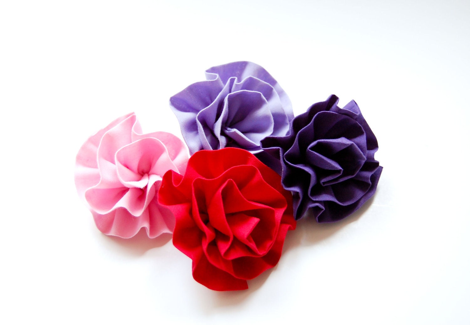 fabric flower push pins. set of 4. custom. flower push pins