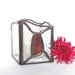 Stained Glass Candle Lantern Petrified Dinosaur Bone and Clear Glass Votive Candle Holder