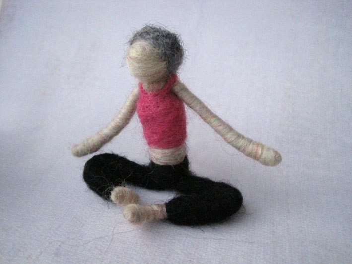 Sue the Needle Felted Yoga Doll, Original design by Borbala Arvai