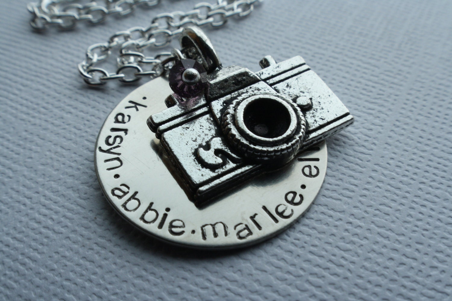 Silver Camera Custom Hand Stamped necklace - by Little Missy Kate's