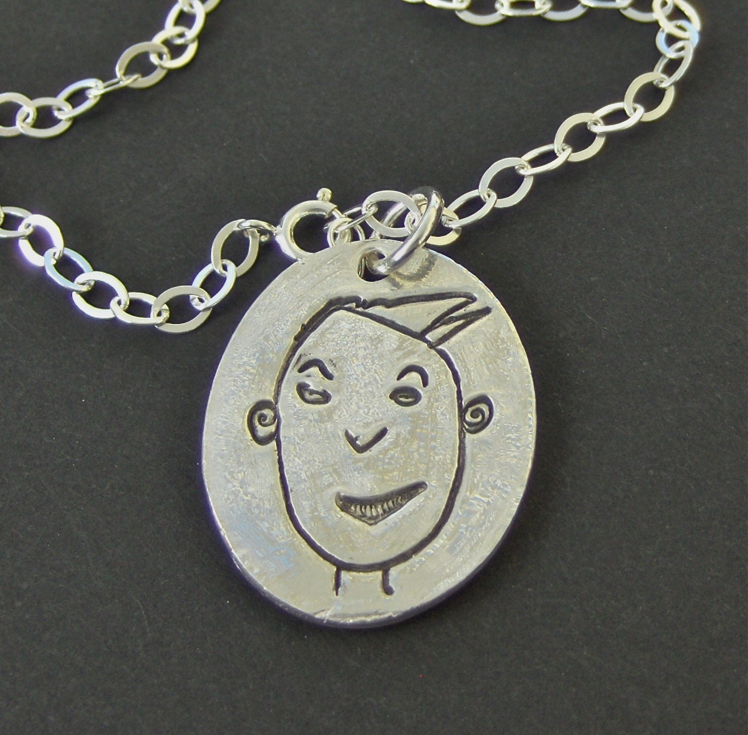 Silver Necklace or Bracelet Made from Your Child's Drawing -As Featured in my Etsy-Kaboodle Slide Show
