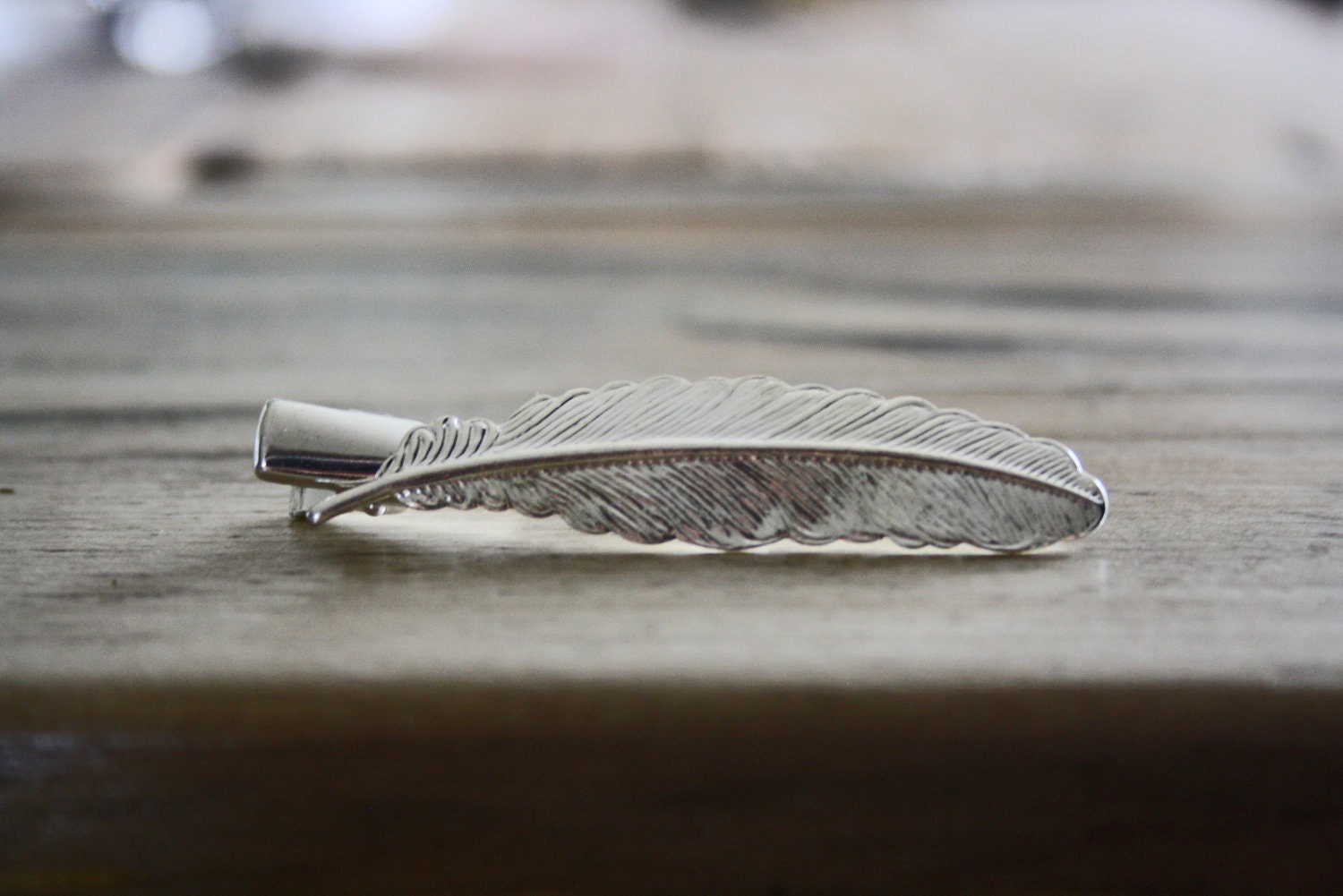 FLOCK Feather Hair Clip in Silver