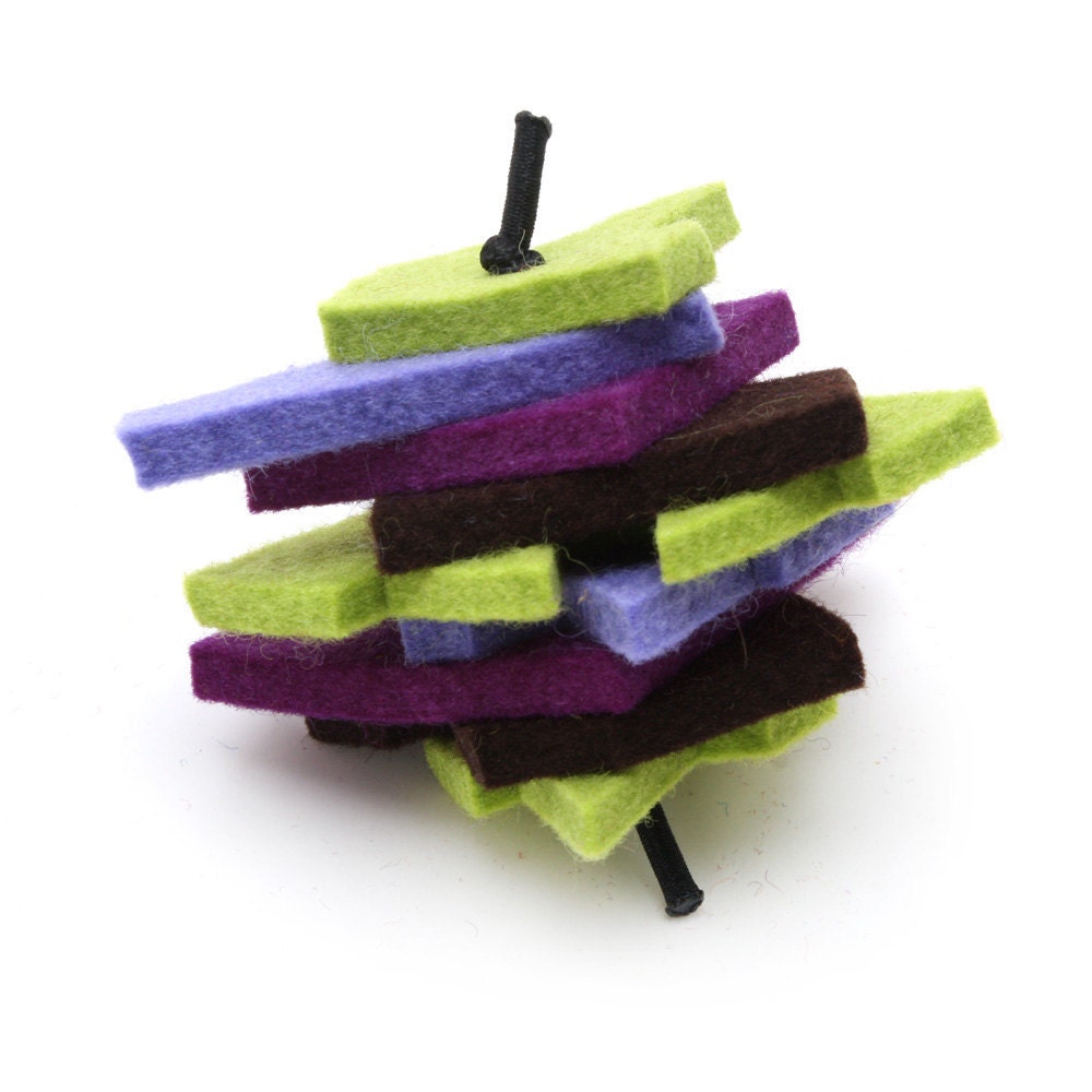 Stacks Merino Wool Felt Cat Toy - Enchanted Forest