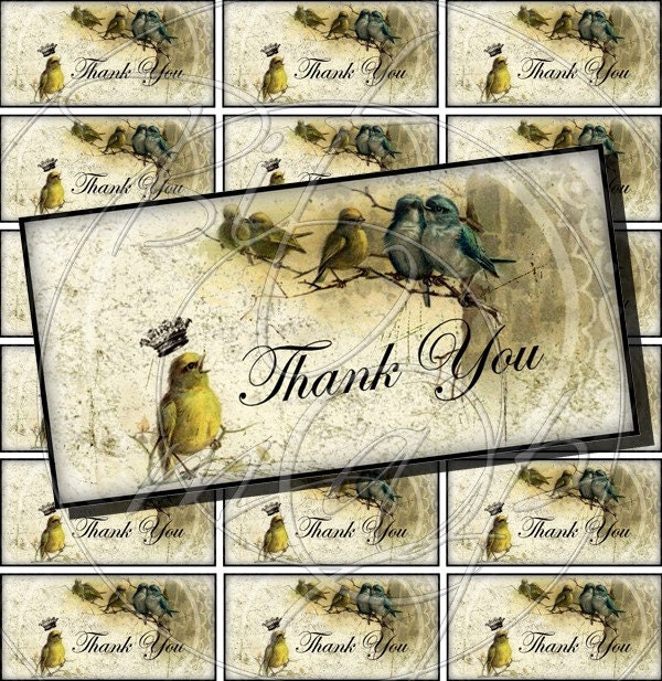 INSTANT DOWNLOAD diGiTal CollAge SheeT diGital DownlOaD ThaNk YoU CaRds PriNTable FreNch ViCtoRian EphEmeRa BiRds NesT CroWn, No. 141