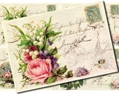 INSTANT DOWNLOAD diGiTal CollAge Sheet ShABBy ChiC RoSeS DigiTAL DoWnLOAds PoSTcArdS FrENch EphEmeRa PrinNTaBLe sCrAPbooKing, No. 45