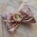 Vintage pink blush bow clip with Paris words--French ballerina . Silk ribbon with mint green cameo.