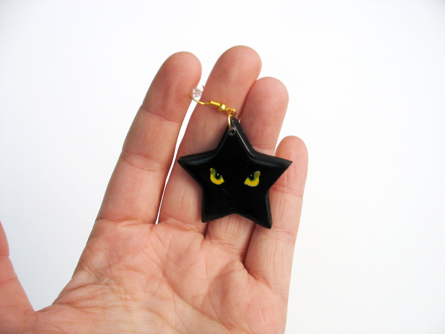 Black Cat Star Earrings - Ready To Ship
