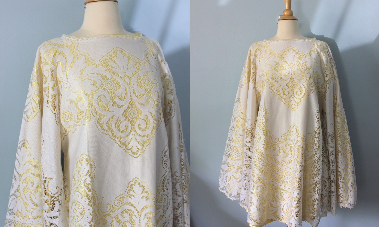 Reserved Listing// 1960s tent trapeze dress / Lace overlay yellow dress /