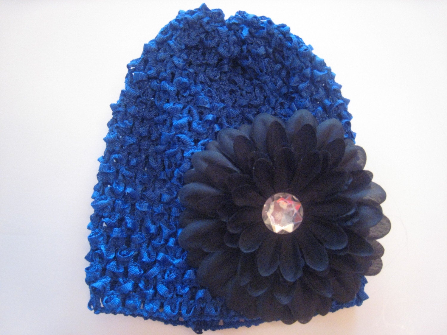 Bebe Navy Blue Beanie Hat with Flower