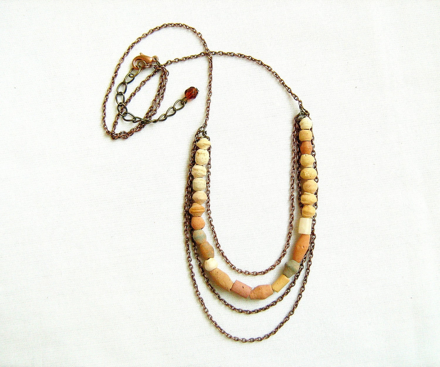Fair Trade Clay Necklace - Earth.Wind. Fire-  Modern Terracotta Clay Handmade Jewelry