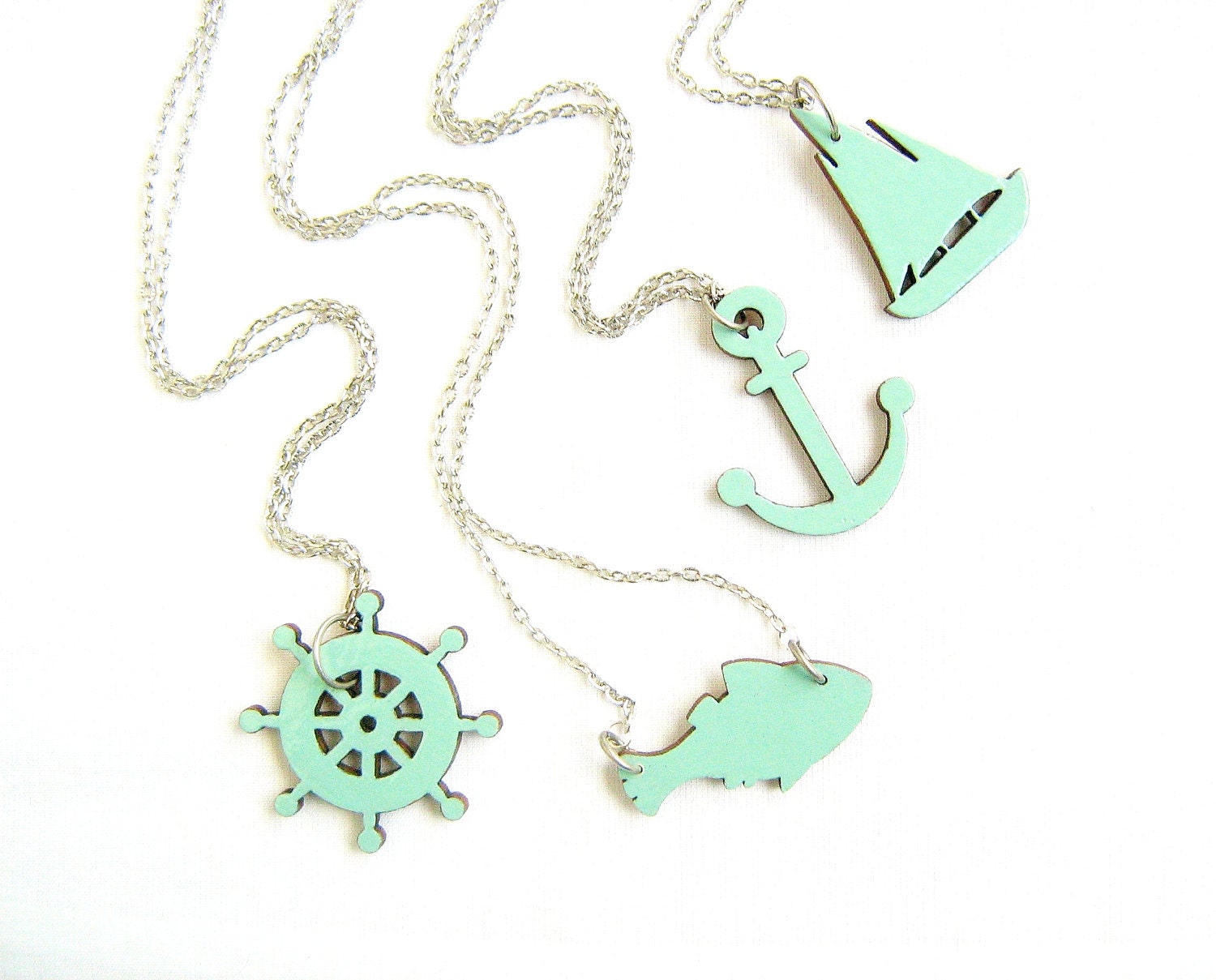 CLEARANCE SALE - Fish necklace - handmade wood pendant charm necklace