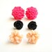 Flower Post Earrings, Set of Three Pairs -The Drama Queen - Neon Pink, Black, Peach, Dahlia, Chrysanthemum and Rose stud earrings