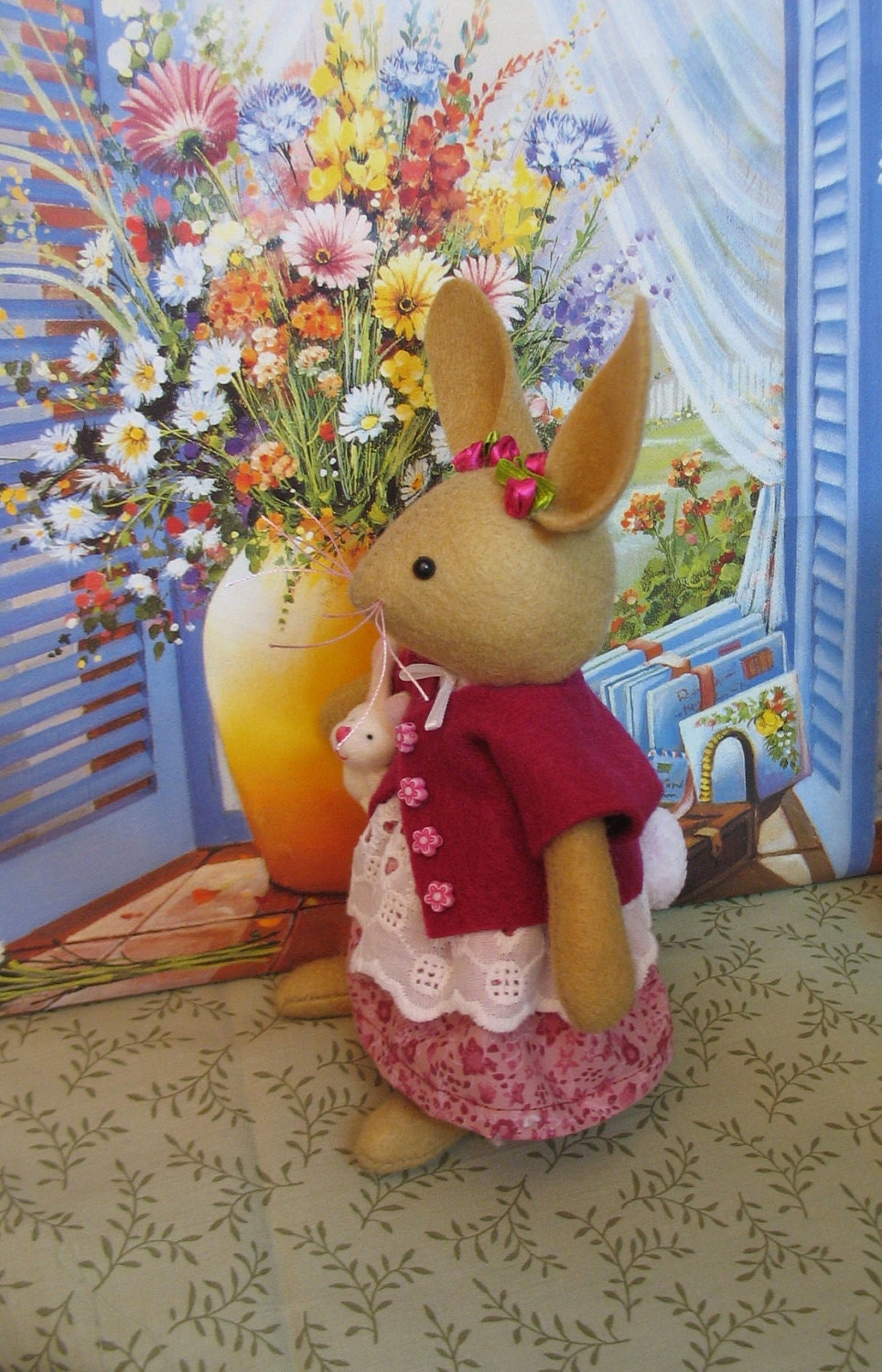Rose Handmade little girl bunny..very sweet and most adorable.